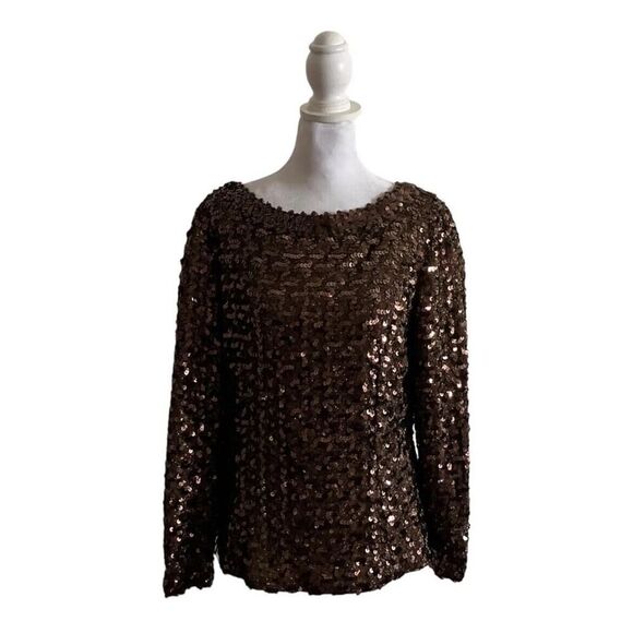 Lilli Diamond Vintage Flapper Style 1950s Sequin Metallic Gold Evening Top US 14 - Picture 1 of 9